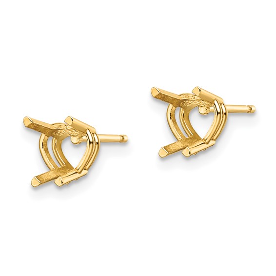14k 6mm Heart Earring Mountings