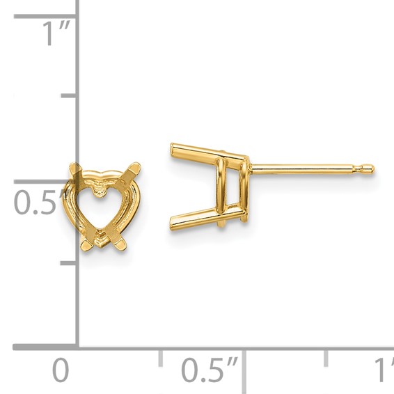 14k 6mm Heart Earring Mountings