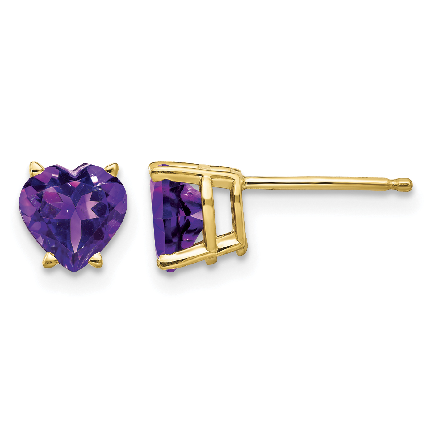 14k 6mm Heart Amethyst Earrings (XE98AM)