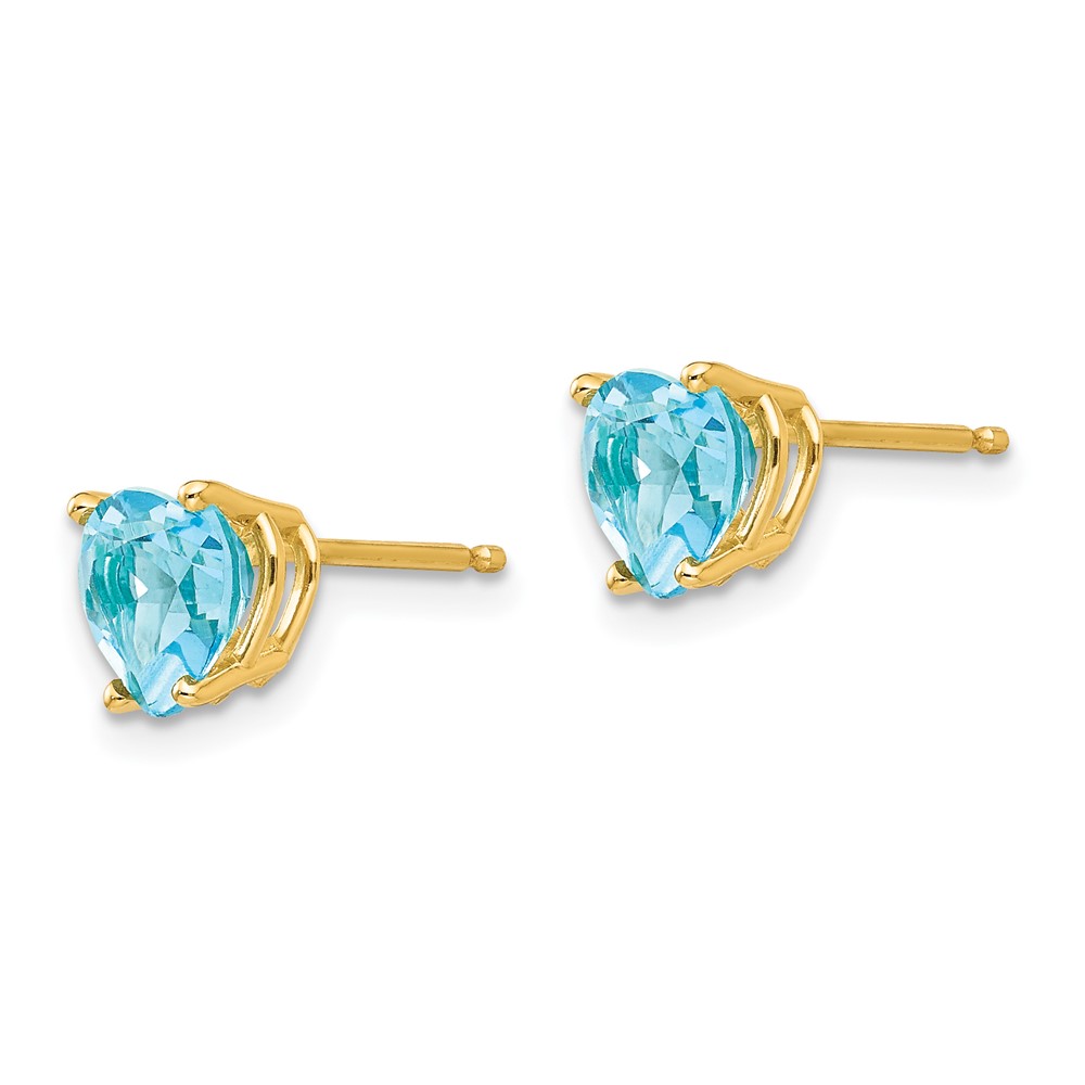 14k 6mm Heart Blue Topaz Earrings (XE98BT)