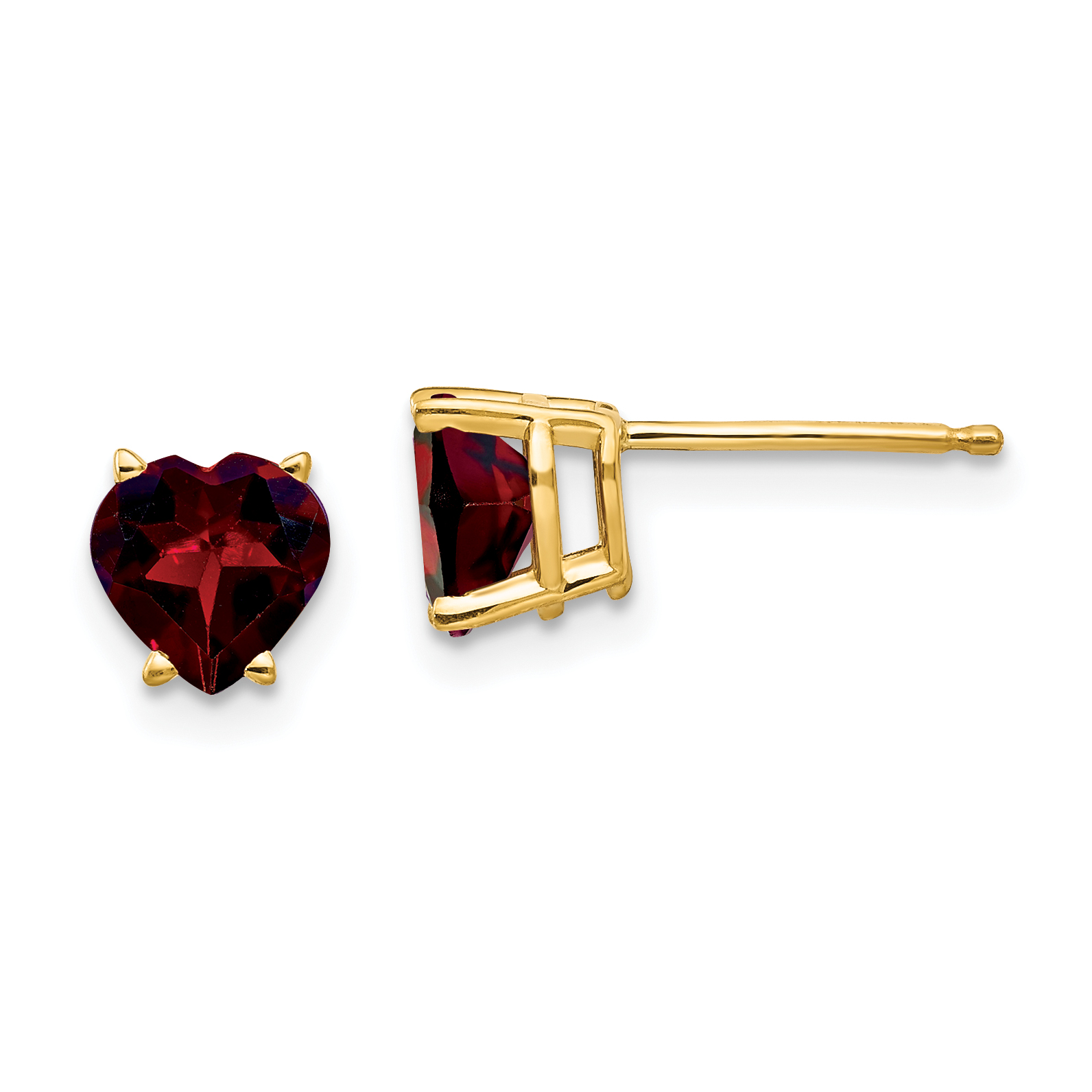 14k 6mm Heart Garnet Earrings (XE98GA)
