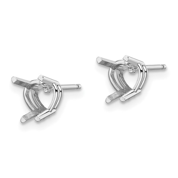 14k White Gold 6mm Heart Earring Mountings