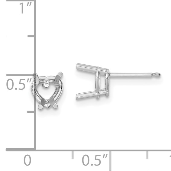 14k White Gold 6mm Heart Earring Mountings