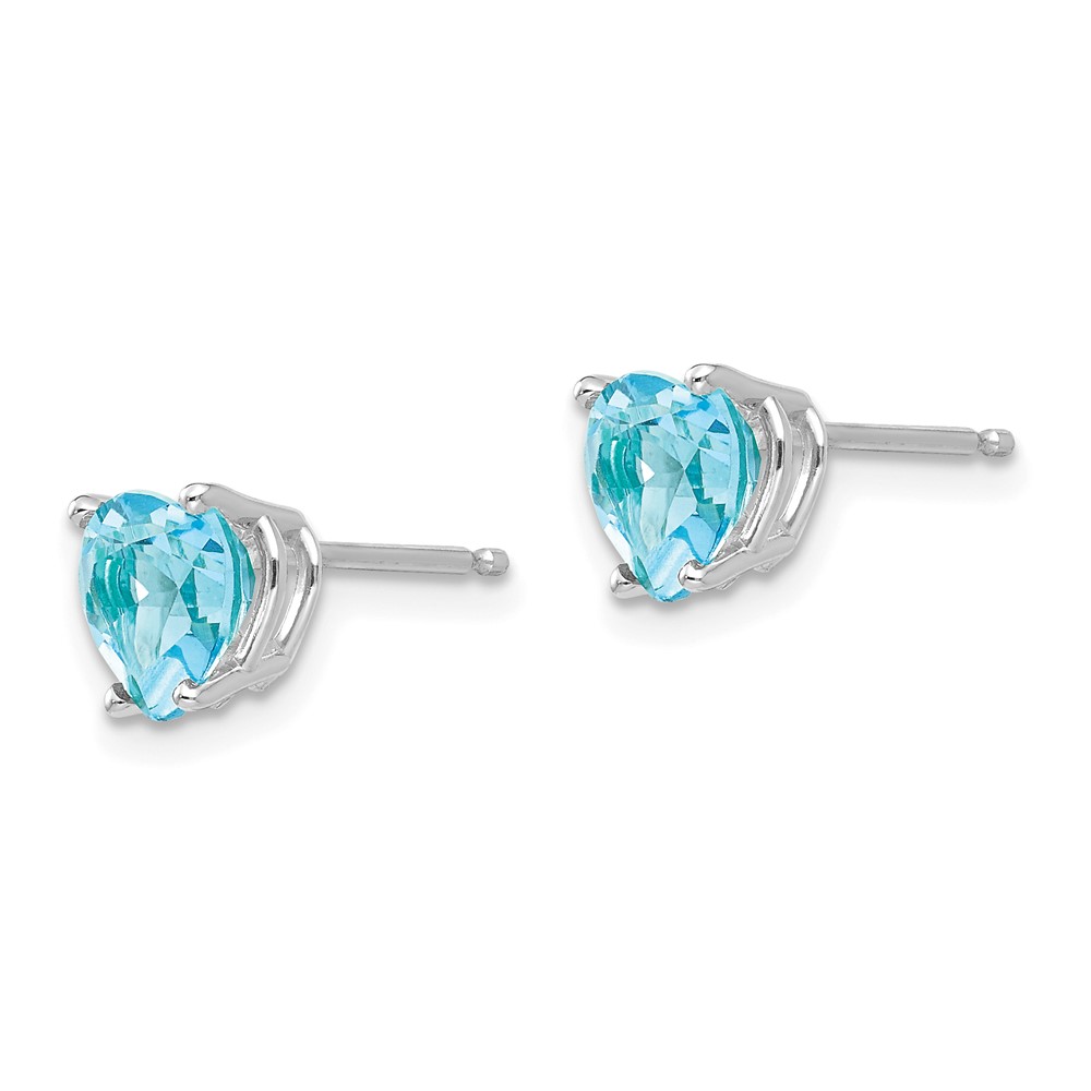 14k White Gold 6mm Heart Blue Topaz Earrings (XE98WBT)