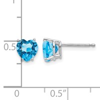 14K White Gold 6mm Heart Blue Topaz Post Earrings view 4