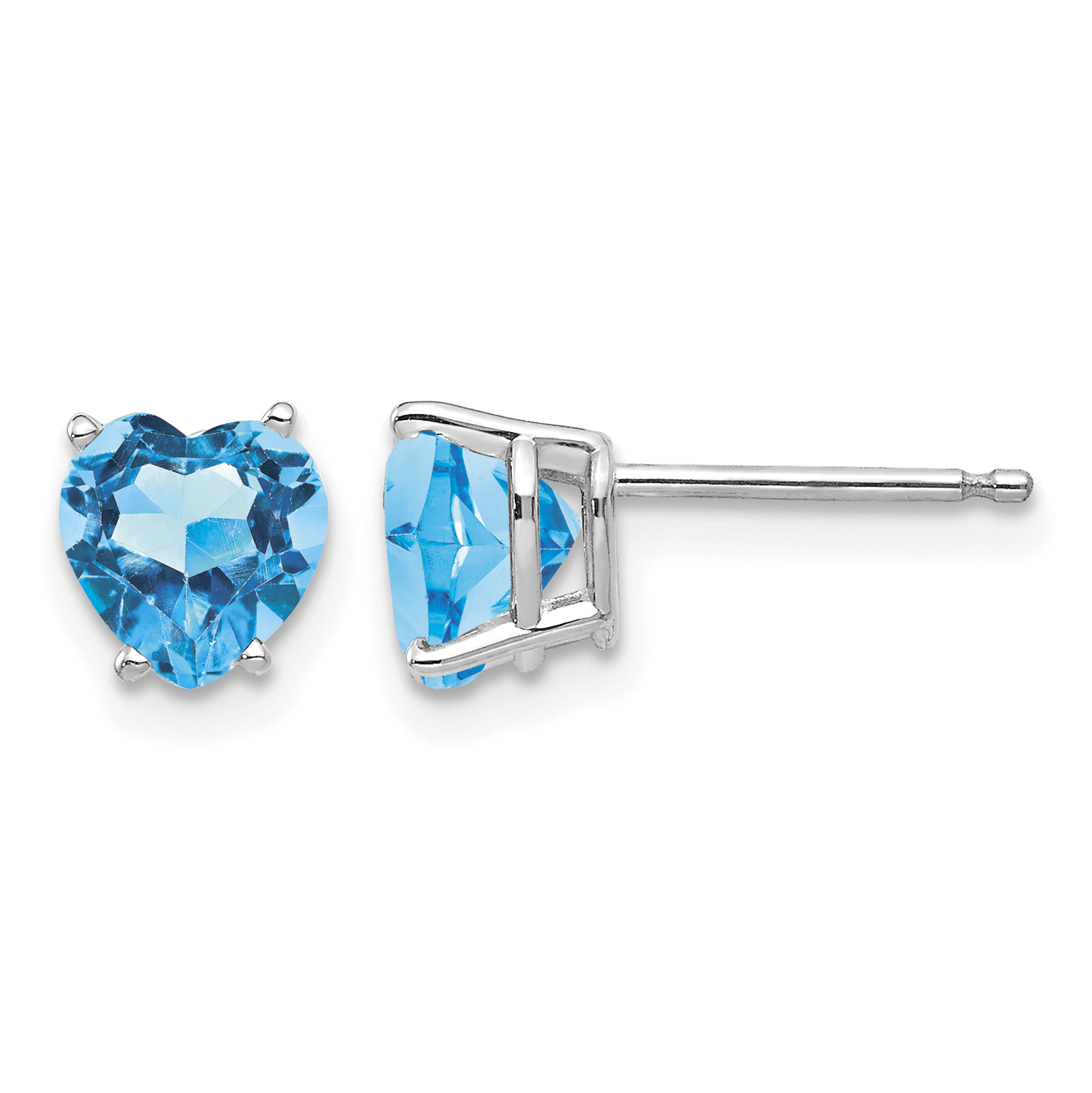 14k White Gold 6mm Heart Blue Topaz Earrings (XE98WBT)