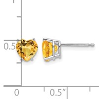 14K White Gold 6mm Heart Citrine Post Earrings view 4
