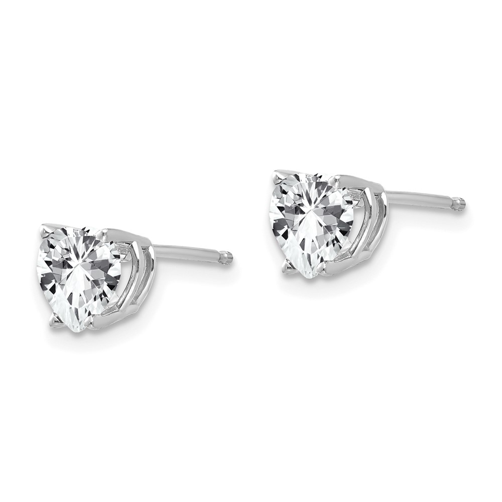 14k White Gold 6mm Heart Cubic Zirconia Earrings (XE98WCZ)