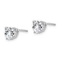 14K White Gold 6mm Heart Cubic Zirconia Post Earrings view 2