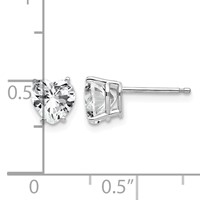 14K White Gold 6mm Heart Cubic Zirconia Post Earrings view 4