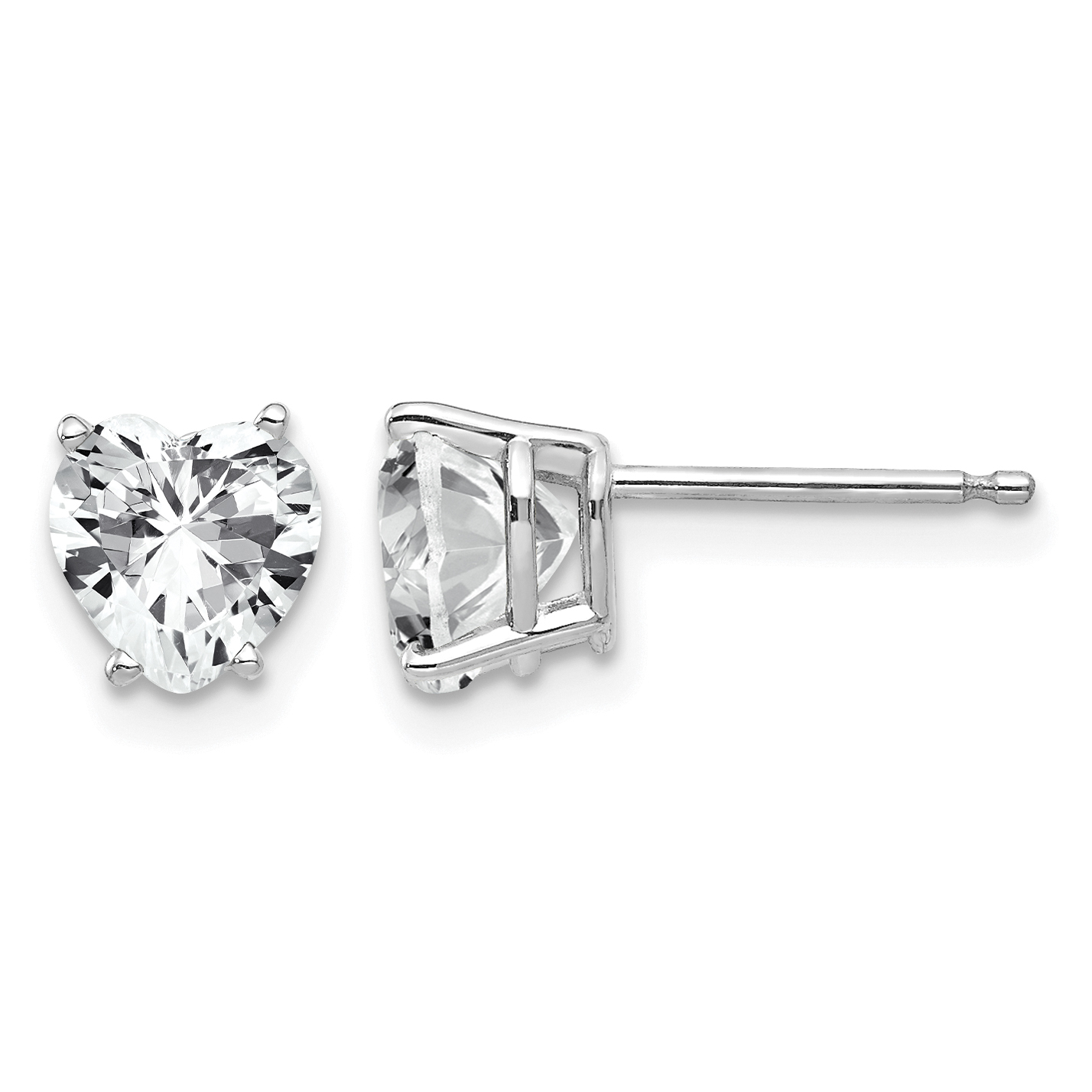 14k White Gold 6mm Heart Cubic Zirconia Earrings (XE98WCZ)