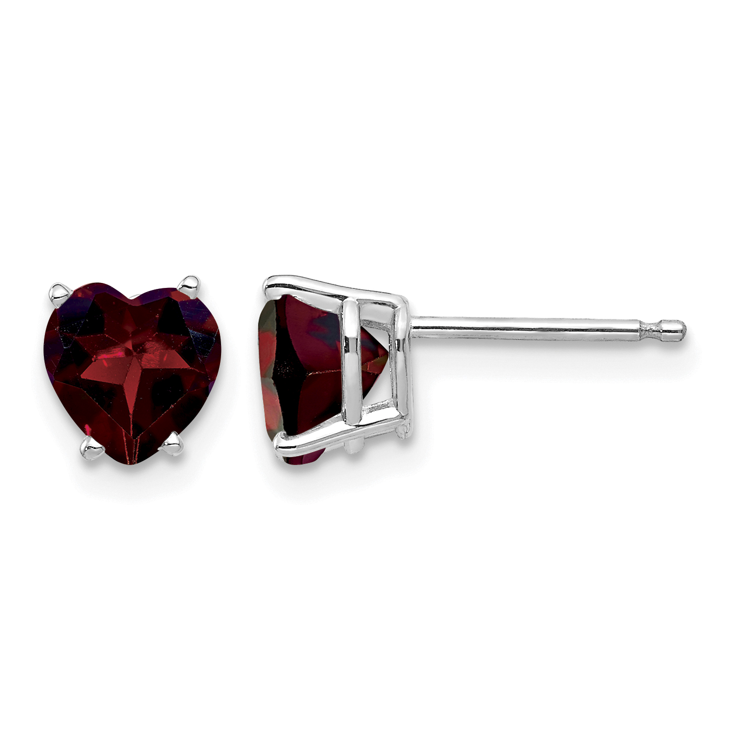 14k White Gold 6mm Heart Garnet Earrings (XE98WGA)