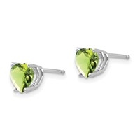 14K White Gold 6mm Heart Peridot Post Earrings view 2