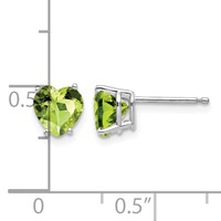 14K White Gold 6mm Heart Peridot Post Earrings view 4