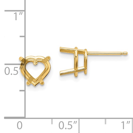 14k 7mm Heart Earring Mountings