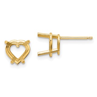 14k 7mm Heart Earring Mountings