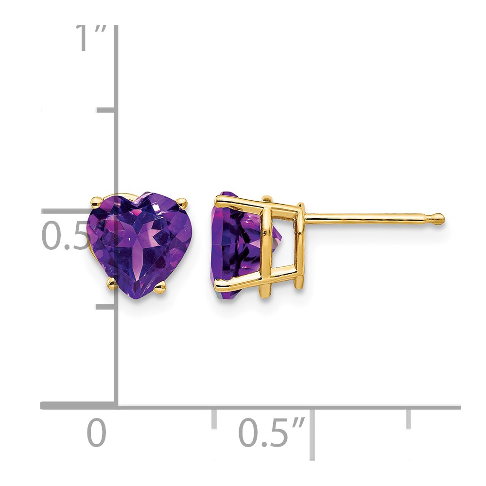 14k 7mm Heart Amethyst Earrings (XE99AM)