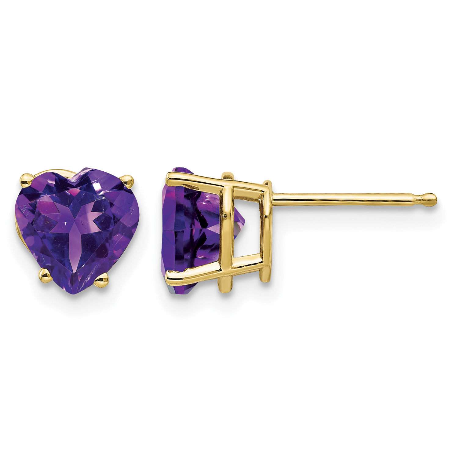 14k 7mm Heart Amethyst Earrings (XE99AM)