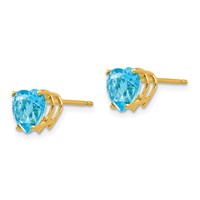 14K 7mm Heart Blue Topaz Post Earrings view 2