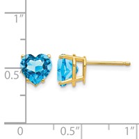 14K 7mm Heart Blue Topaz Post Earrings view 4