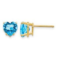 14K 7mm Heart Blue Topaz Post Earrings view 1