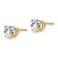 14K 7mm Yellow Gold Heart Cubic Zirconia Post Earrings view 2