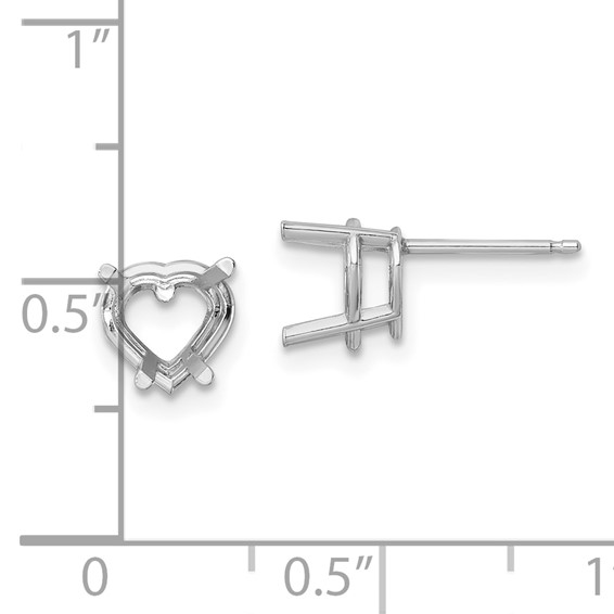 14k White Gold 7mm Heart Earring Mountings