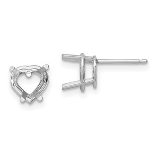 14k White Gold 7mm Heart Earring Mountings