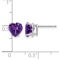 14K White Gold 7mm Heart Amethyst Post Earrings view 4