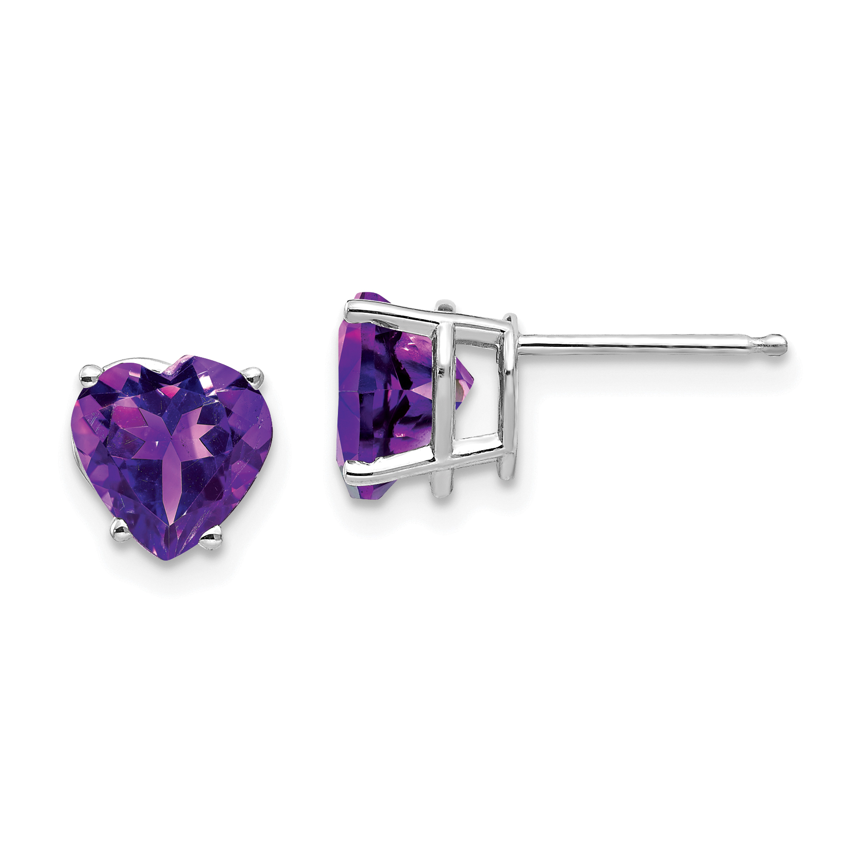 14k White Gold 7mm Heart Amethyst Earrings (XE99WAM)