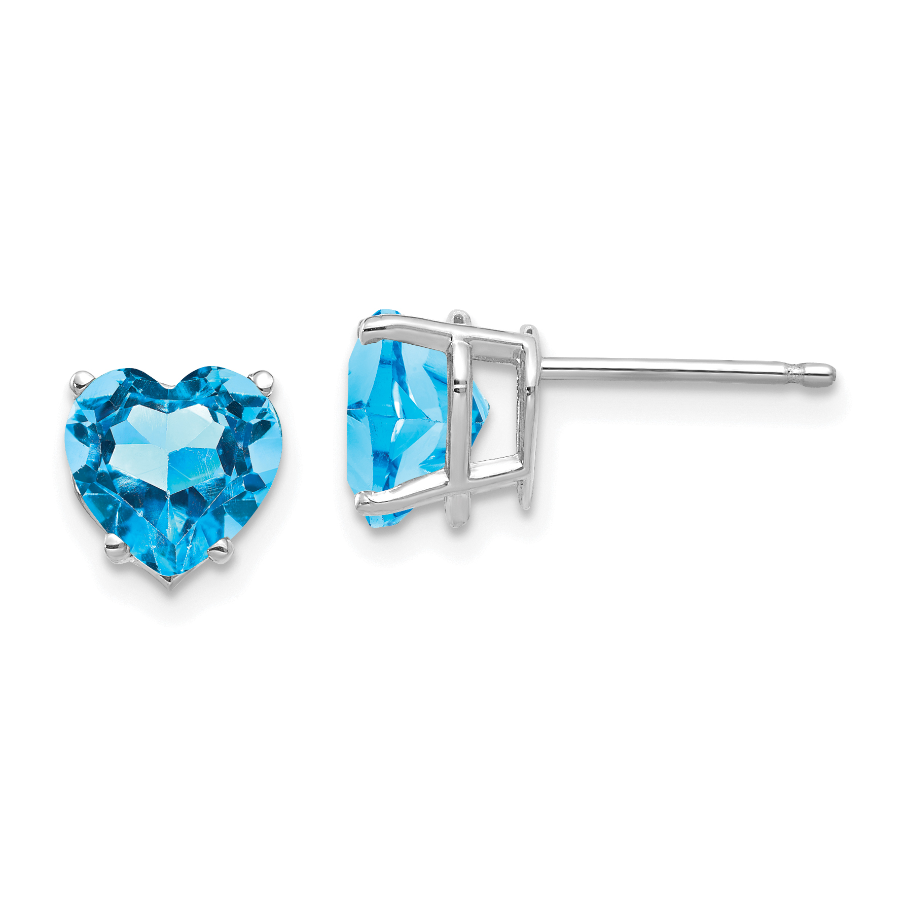 14k White Gold 7mm Heart Blue Topaz Earrings (XE99WBT)