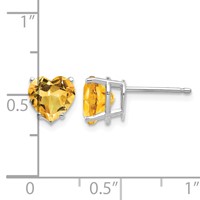 14K White Gold 7mm Heart Citrine Post Earrings view 4