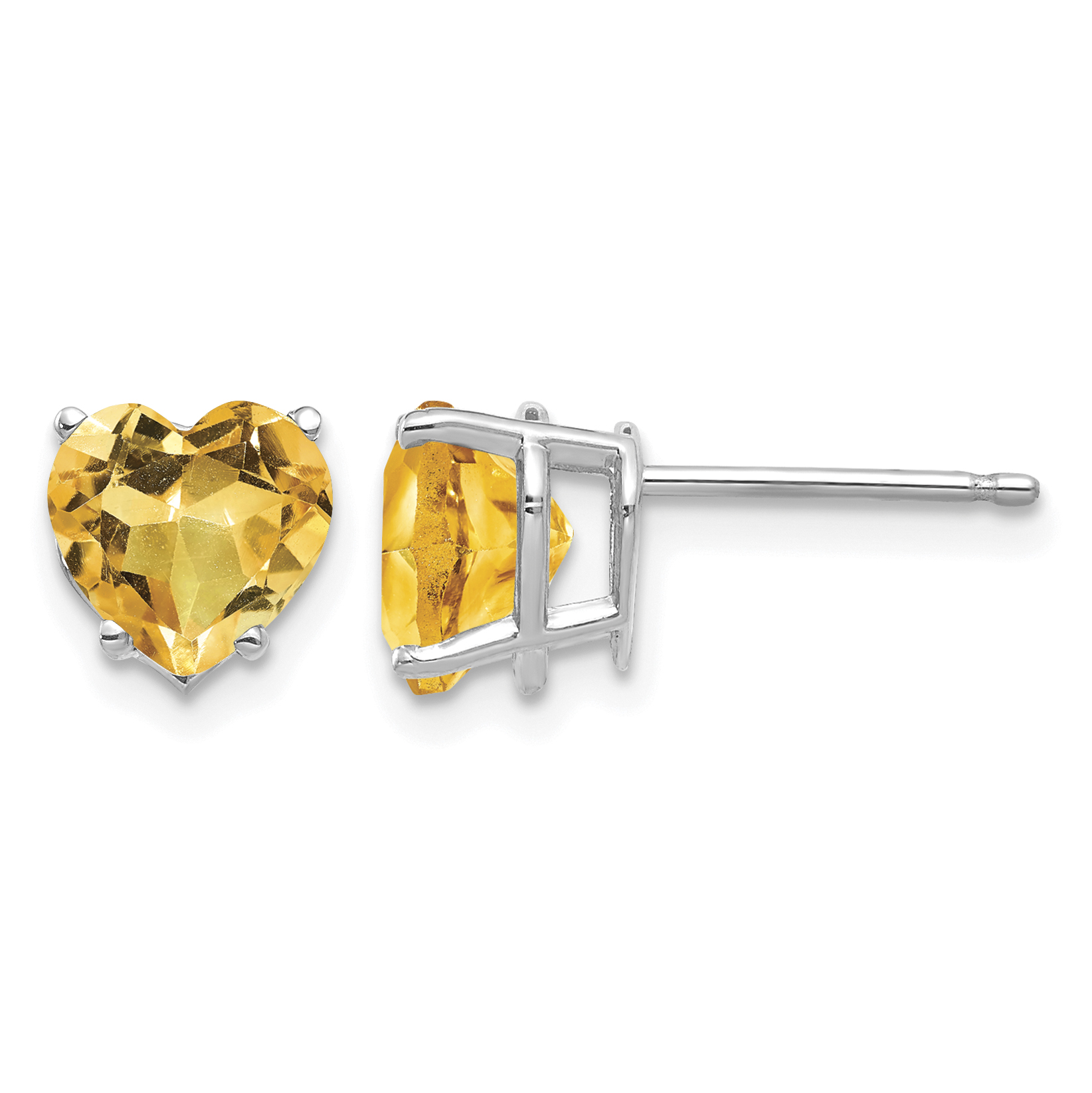 14k White Gold 7mm Heart Citrine Earrings (XE99WCI)