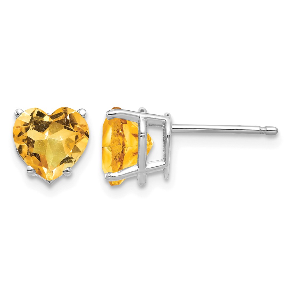 14k White Gold 7mm Heart Citrine Earrings (XE99WCI)