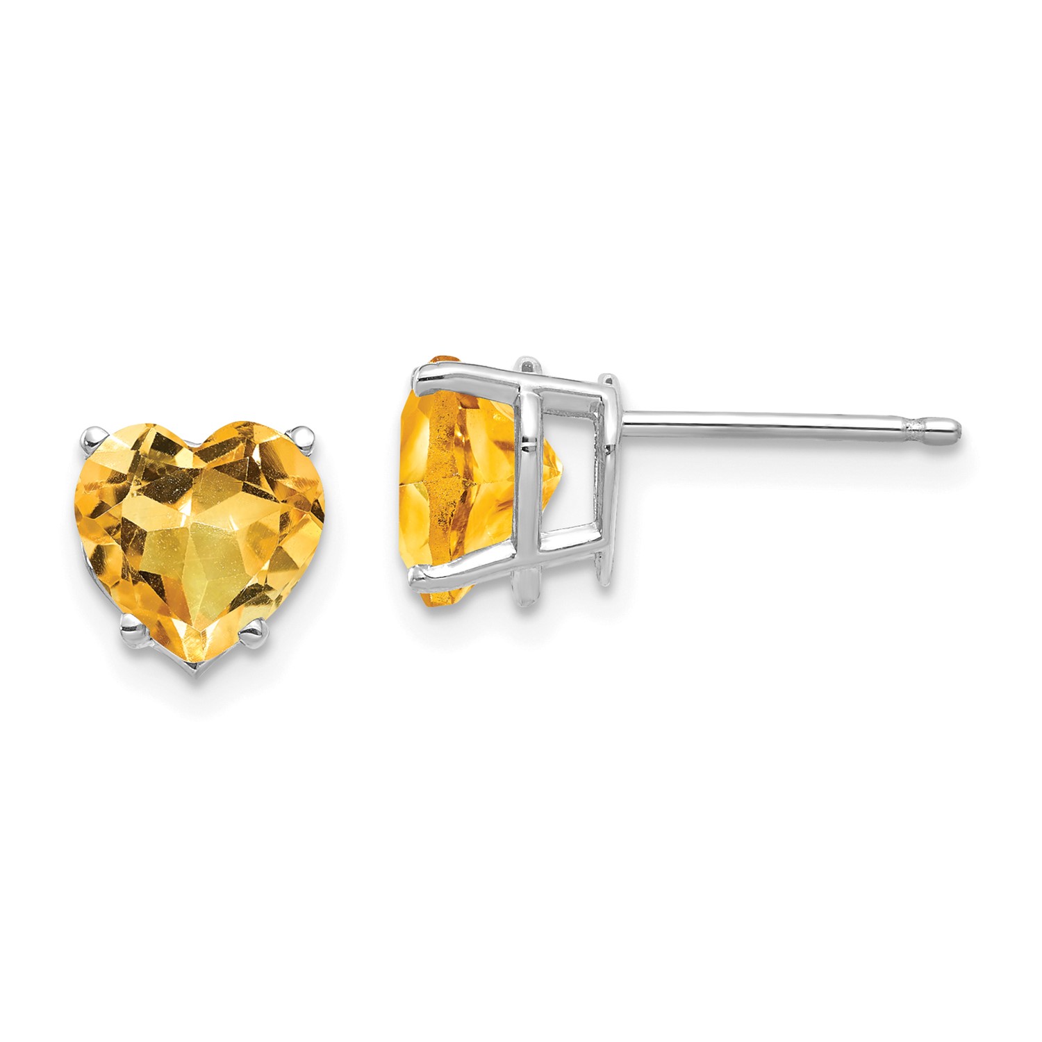 14k White Gold 7mm Heart Citrine Earrings Gem Wt 2ct Metal Image Is Loading 14k White Gold 7mm Heart Citrine Earrings Gem