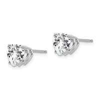 14K White Gold 7mm Heart Cubic Zirconia Stud Earrings view 2