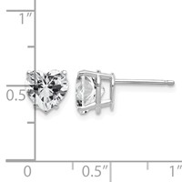 14K White Gold 7mm Heart Cubic Zirconia Stud Earrings view 4