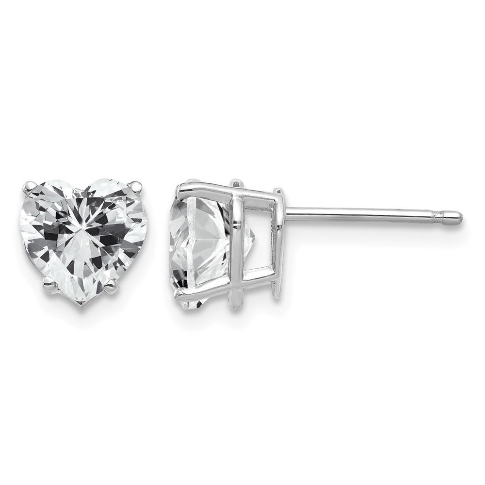 14K White Gold 7mm Heart Cubic Zirconia Stud Earrings