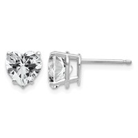 14K White Gold 7mm Heart Cubic Zirconia Stud Earrings view 1