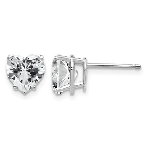 14K White Gold 7mm Heart Cubic Zirconia Stud Earrings