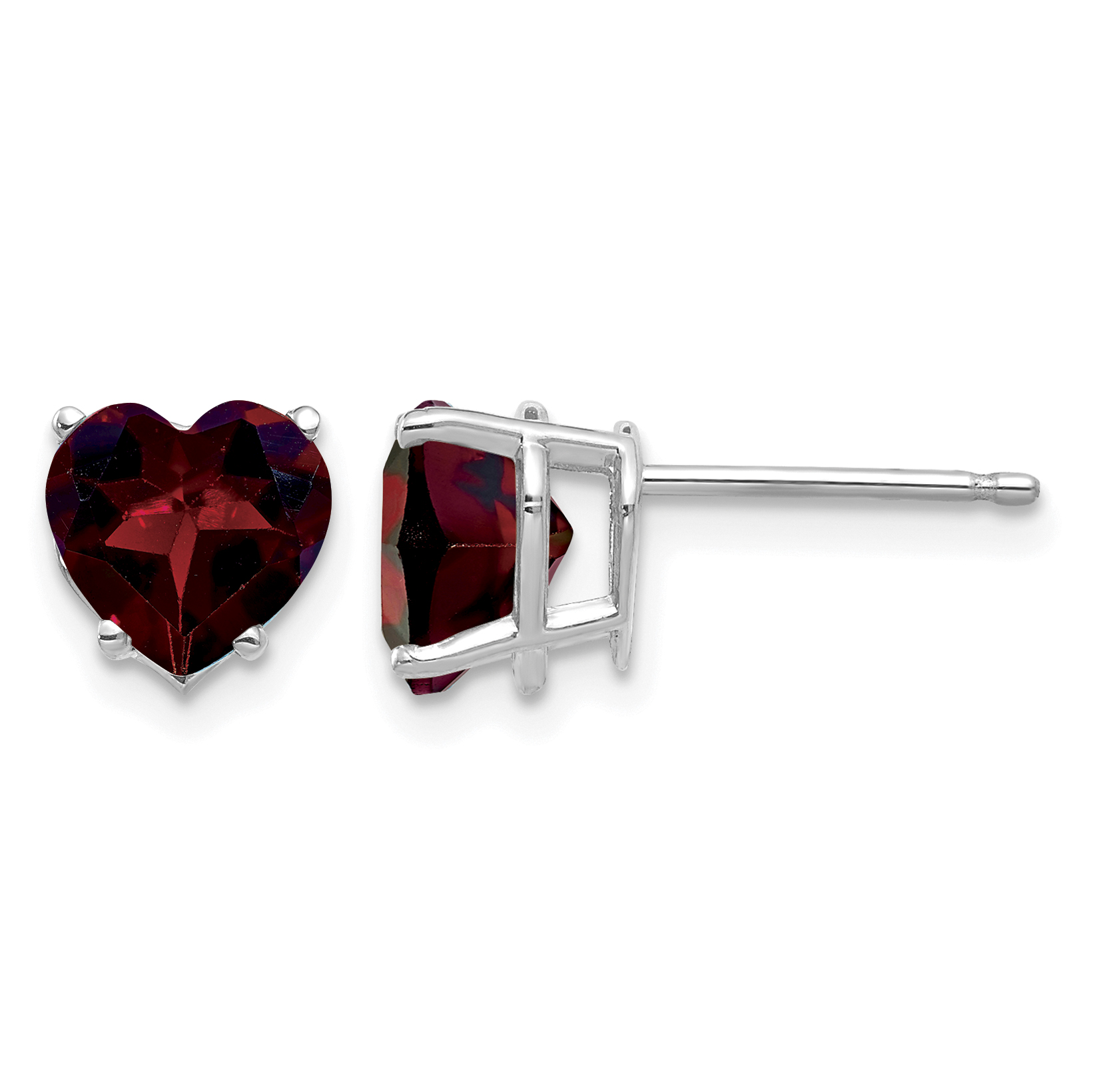 14k White Gold 7mm Heart Garnet Earrings (XE99WGA)