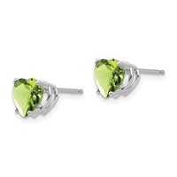 14K White Gold 7mm Heart Peridot Post Earrings view 2