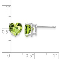 14K White Gold 7mm Heart Peridot Post Earrings view 4