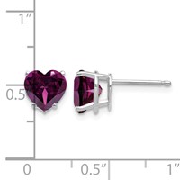 14K White Gold 7mm Heart Rhodolite Garnet Stud Earrings view 4