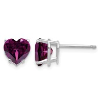 14K White Gold 7mm Heart Rhodolite Garnet Stud Earrings view 1