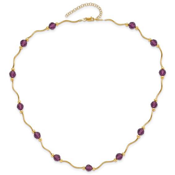 14k Purple Crystal Bead w/ 2 in Extension Necklace