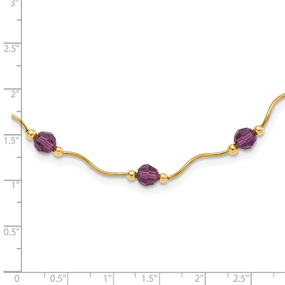 14k Purple Crystal Bead w/ 2 in Extension Necklace