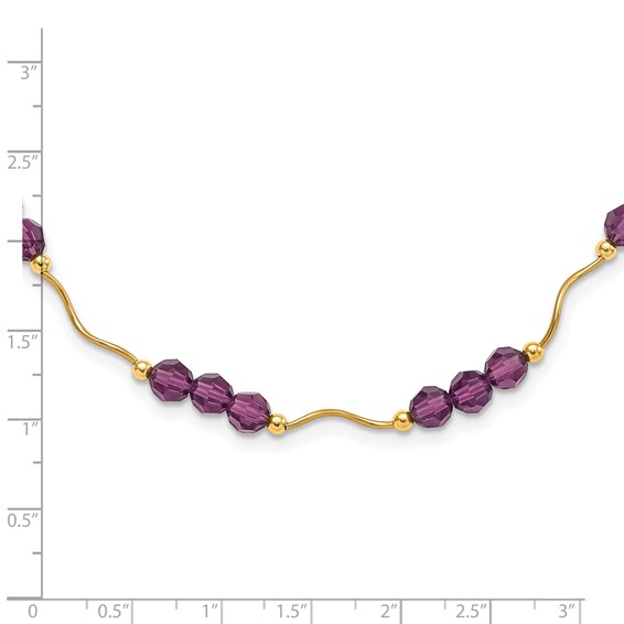 14k Purple Crystal Bead w/2 in Extension Necklace