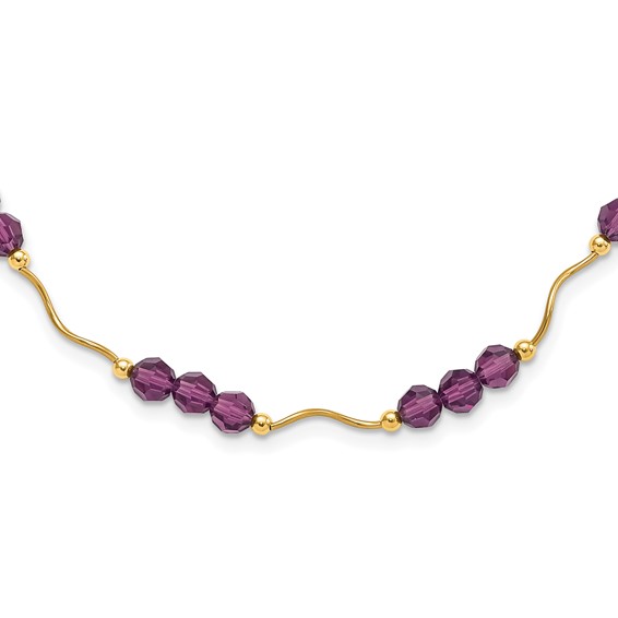 14k Purple Crystal Bead w/2 in Extension Necklace