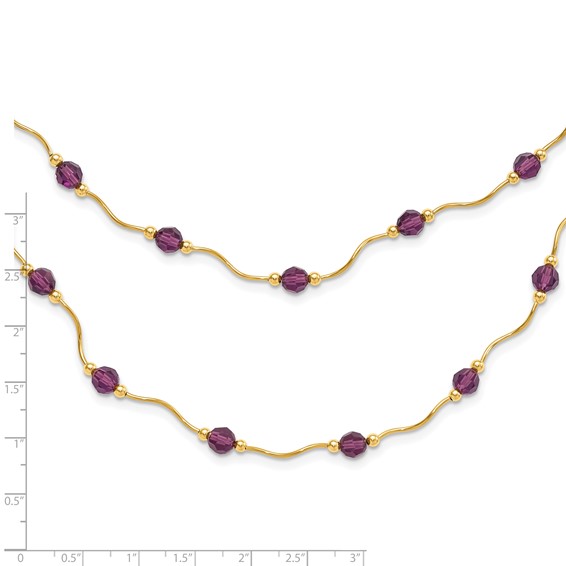 14ky Spiral Bead & Purple Crystal Multistrand Necklace